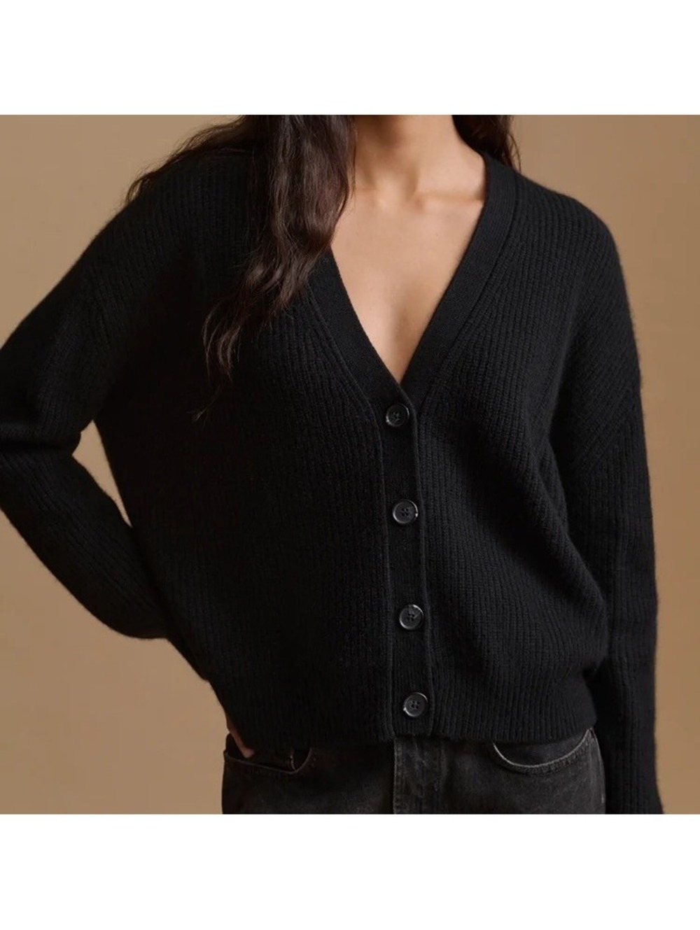 Jenni Kayne Size XL Cropped Cashmere Cocoon Cardigan (Black) Brand New